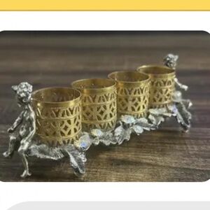 Vintage Hollywood Regency Ormolu Lipstick Holder Cherubs Filigree Vanity